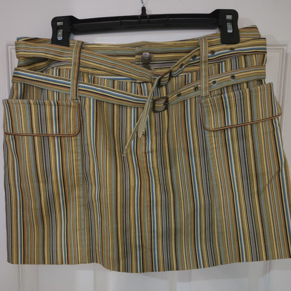 Jessie Della Femina Striped Custom Mini Skirt with Double Belt. One Of A Kind